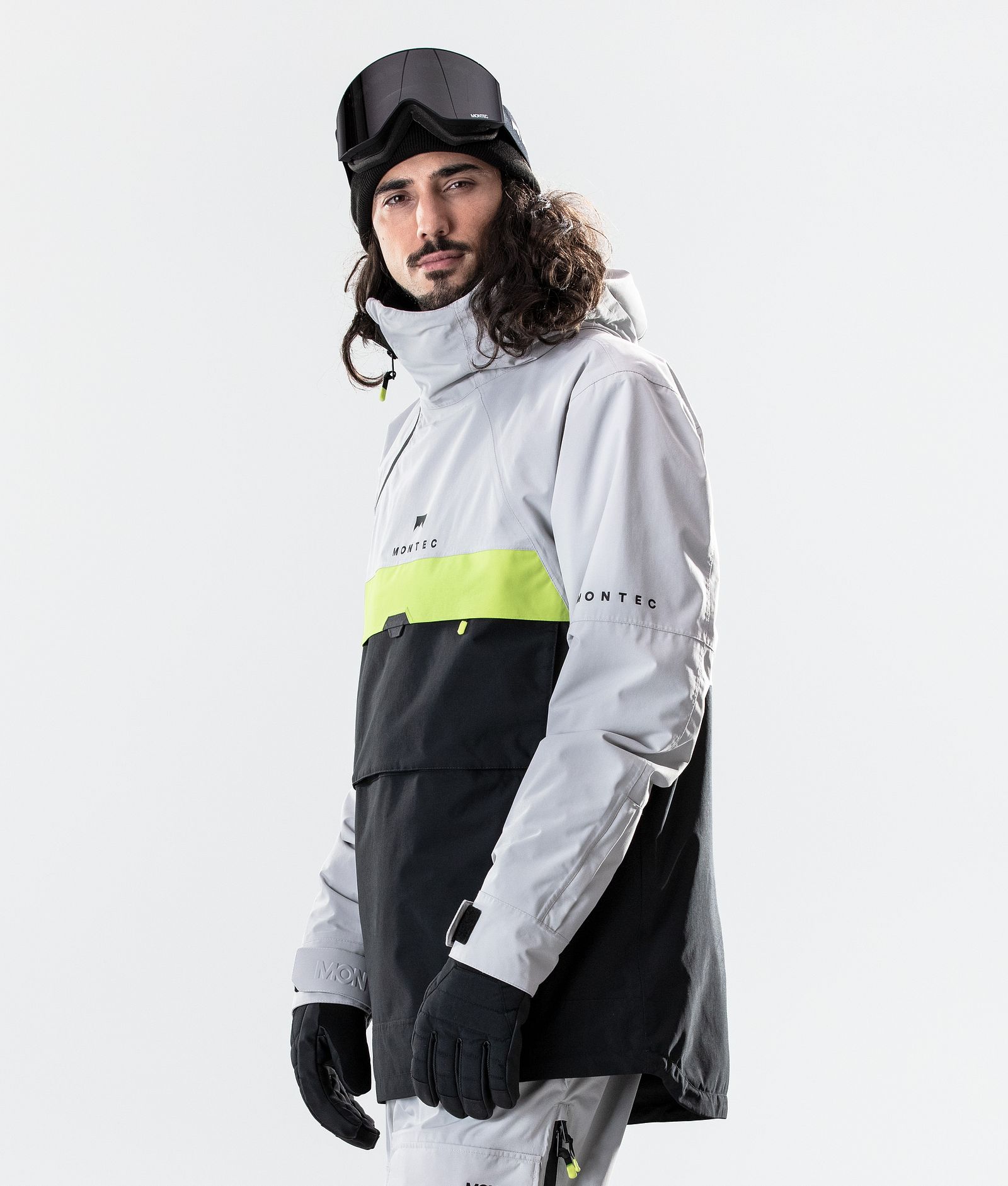 Montec Dune 2020 Laskettelutakki Miehet Light Grey/Neon Yellow/Black, Kuva 3 / 8