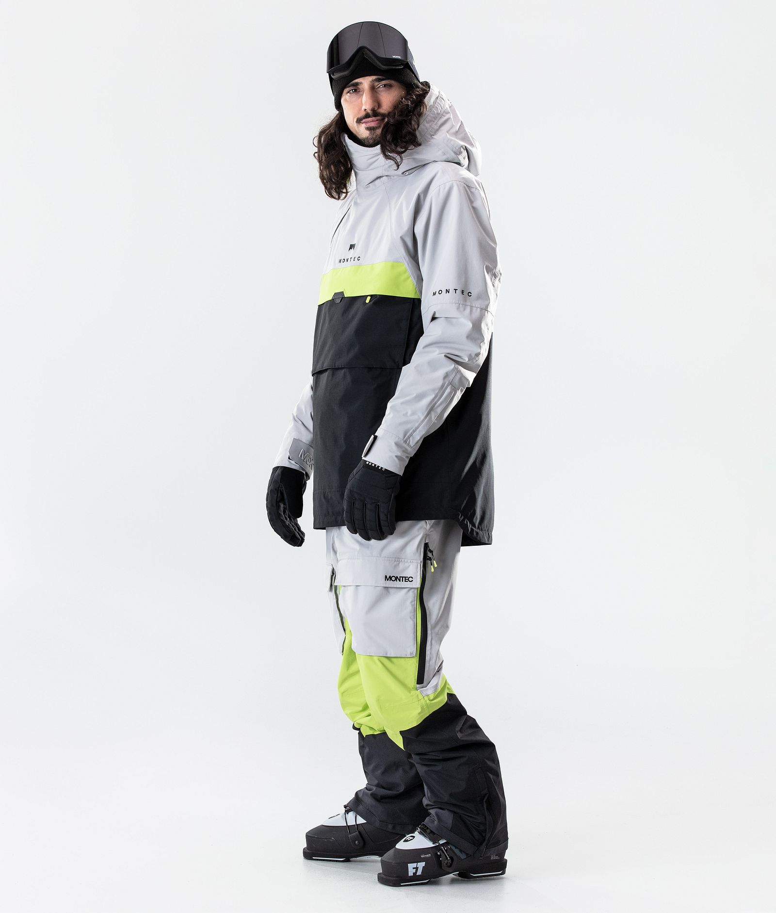 Montec Dune 2020 Laskettelutakki Miehet Light Grey/Neon Yellow/Black, Kuva 7 / 8