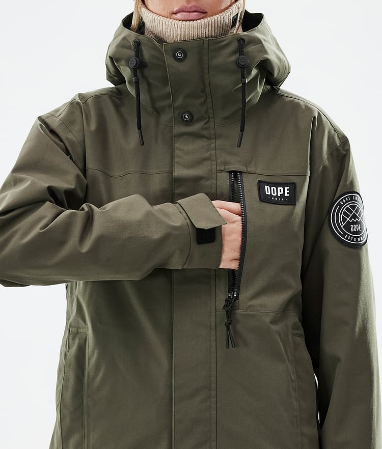 Dope Blizzard W Full Zip Lumilautailutakki Naiset Olive Green, Kuva 9 / 10